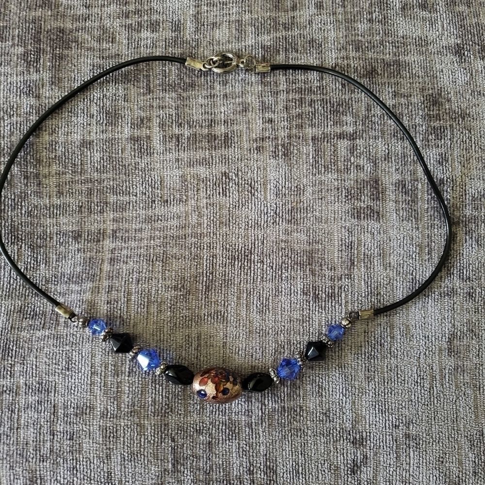 Italian Glass Bead Necklace 18" L